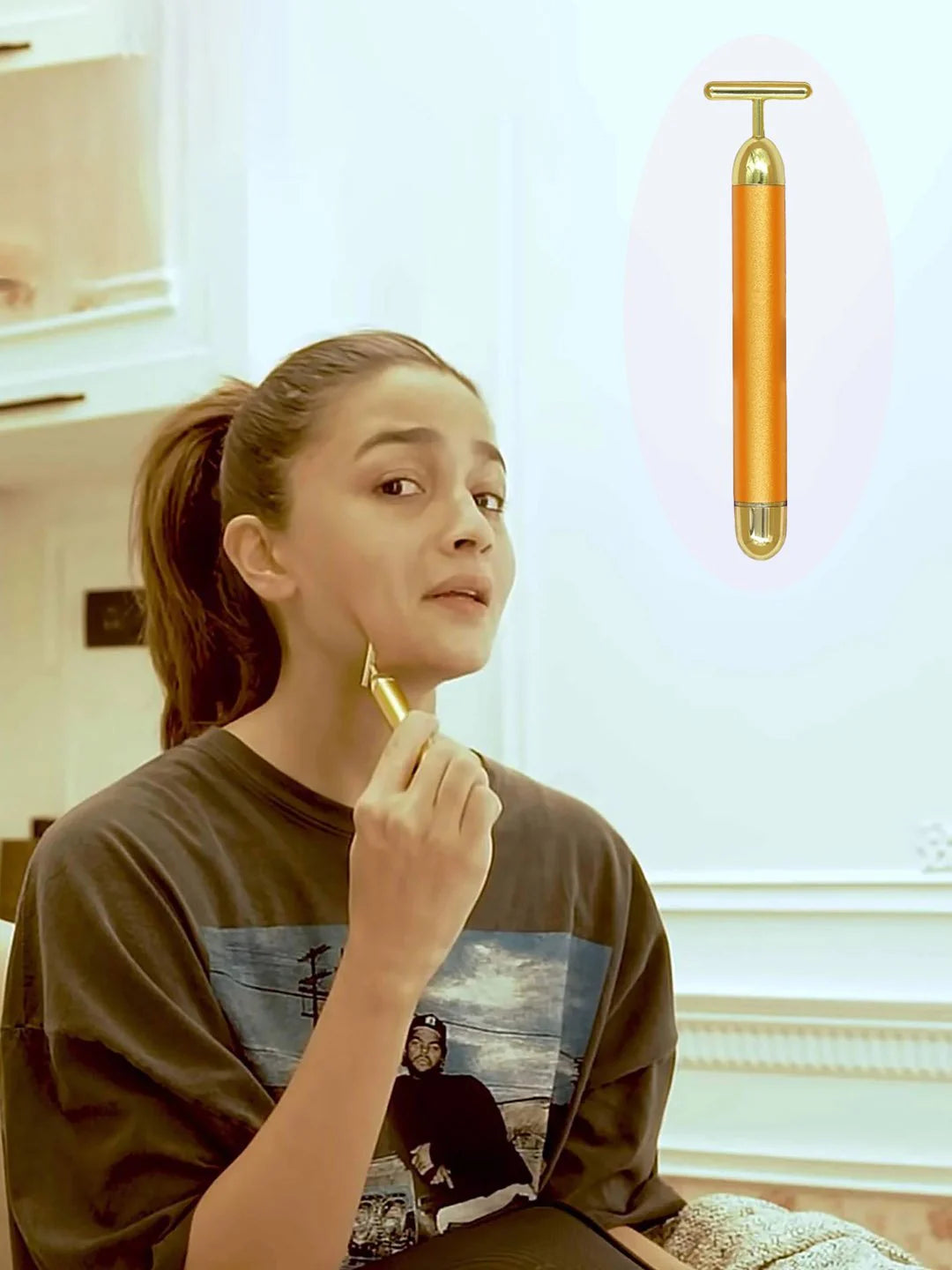 24K Gold Energy Beauty Bar - Electric Facial Massage Roller