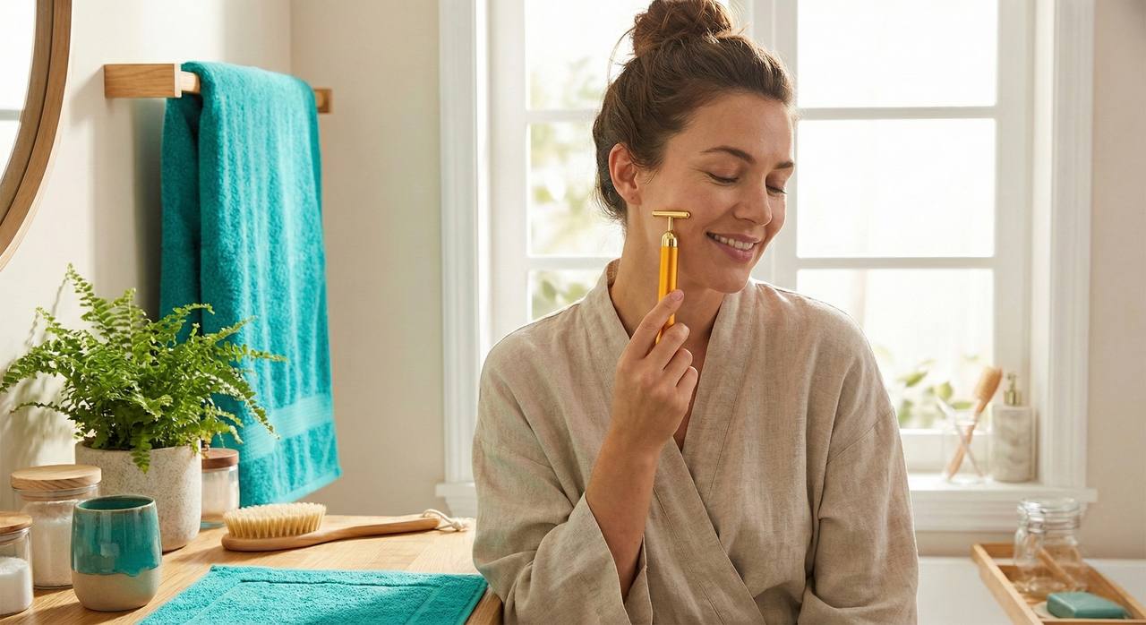 24K Gold Energy Beauty Bar - Electric Facial Massage Roller