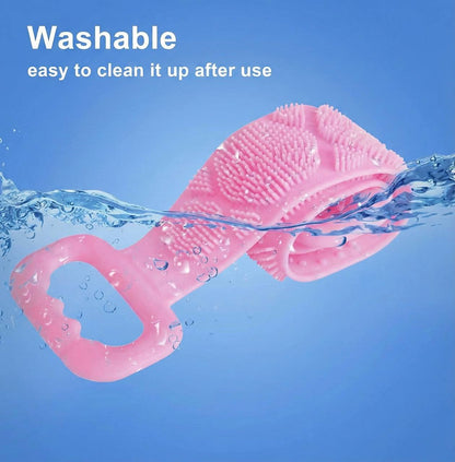 Silicone Body Back Scrubber Double Side Bathing Brush for Skin Deep Cleaning
