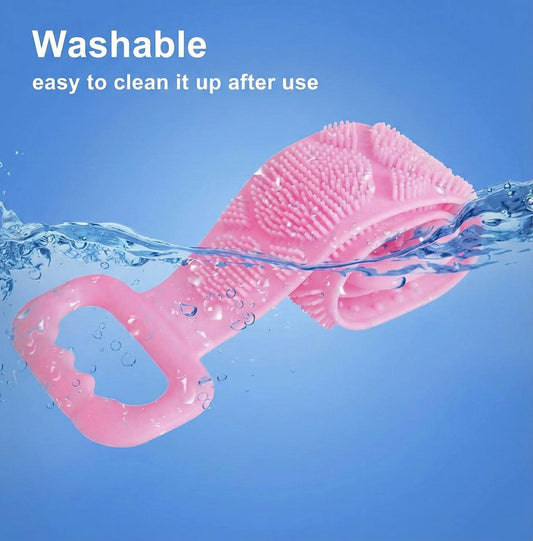 Silicone Body Back Scrubber Double Side Bathing Brush for Skin Deep Cleaning